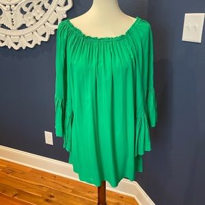 Boutique Bell Sleeve Top Green